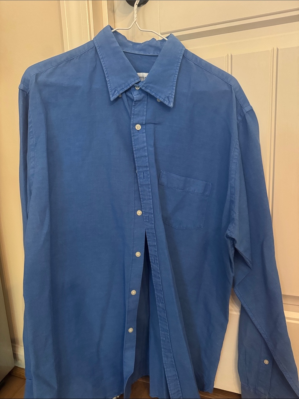 Men's Peter Millar Blue Long-Sleeve Button-Up Shirt